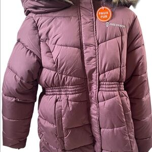 Free Country Mauve Quilted Jacket with Faux Fur Hood